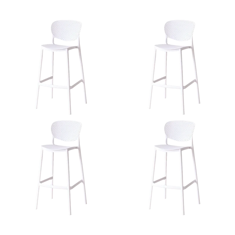 Set de 4 Sillas para Bar Río, Color Blanco, Diseño Moderno
