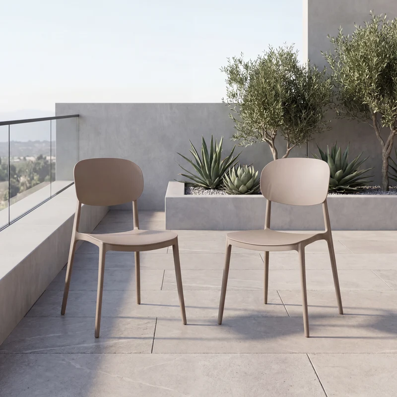 Set de 2 Sillas Milán, Color Taupe, con Espaldar y Diseño Moderno