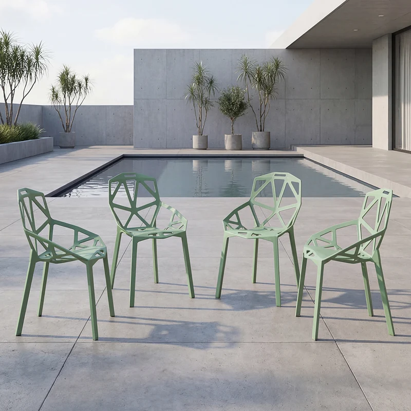 Set de 4 Sillas Roxy, Color Verde, con Espaldar y Diseño Moderno
