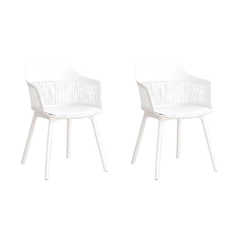 Set de 2 Sillas con Cojín Max, Color Blanco, con Espaldar en Rejilla