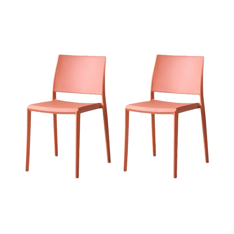 Set de 2 Sillas Toledo, Color Terracota, con Espaldar Liso y Cuadrado, Diseño Moderno