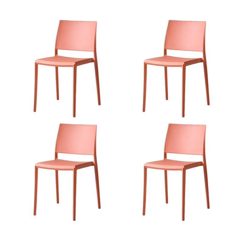 Set de 4 Sillas Toledo, Color Terracota, con Espaldar Liso y Cuadrado, Diseño Moderno