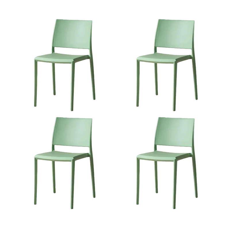 Set de 4 Sillas Toledo, Color Verde, con Espaldar Liso y Cuadrado, Diseño Moderno