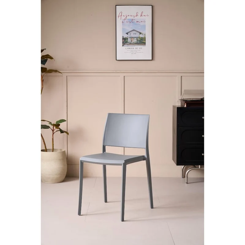 Set de 2 Sillas Toledo, Color Gris, con Espaldar Liso y Cuadrado, Diseño Moderno