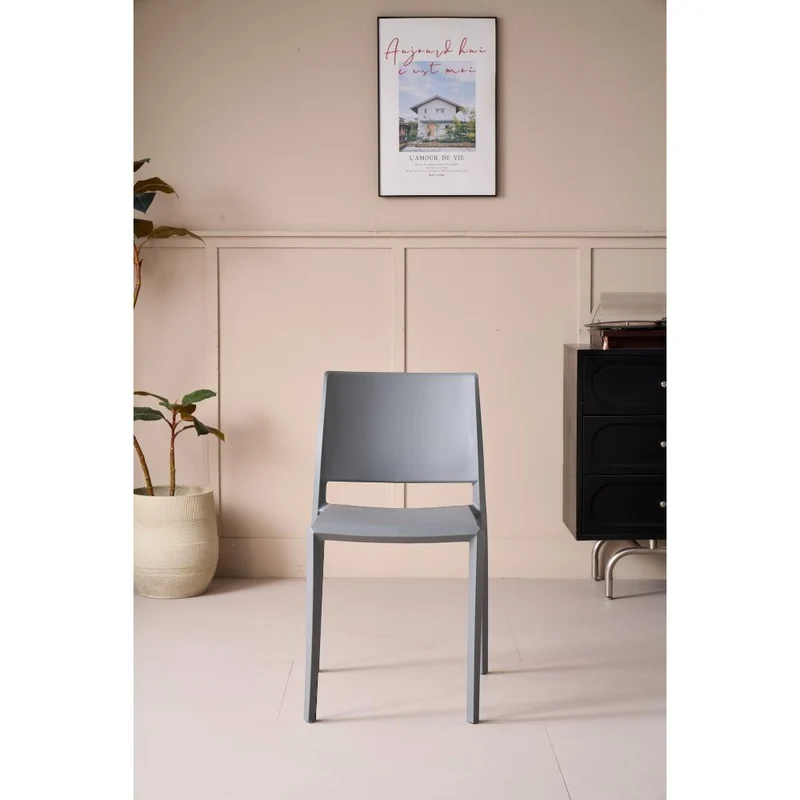 Set de 2 Sillas Toledo, Color Gris, con Espaldar Liso y Cuadrado, Diseño Moderno