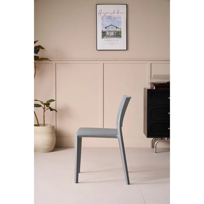 Set de 2 Sillas Toledo, Color Gris, con Espaldar Liso y Cuadrado, Diseño Moderno