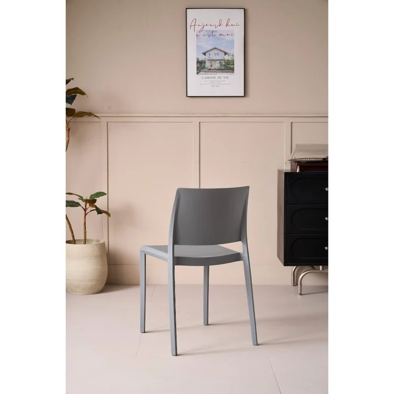 Set de 2 Sillas Toledo, Color Gris, con Espaldar Liso y Cuadrado, Diseño Moderno