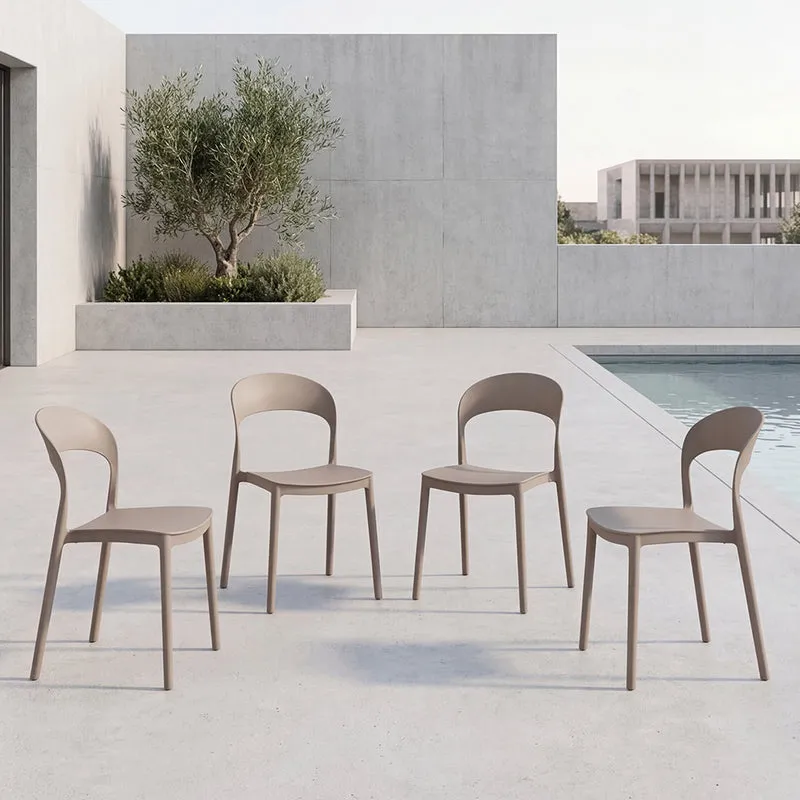 Set de 4 Sillas Sevilla, Color Taupe, con Espaldar Liso y Diseño Minimalista
