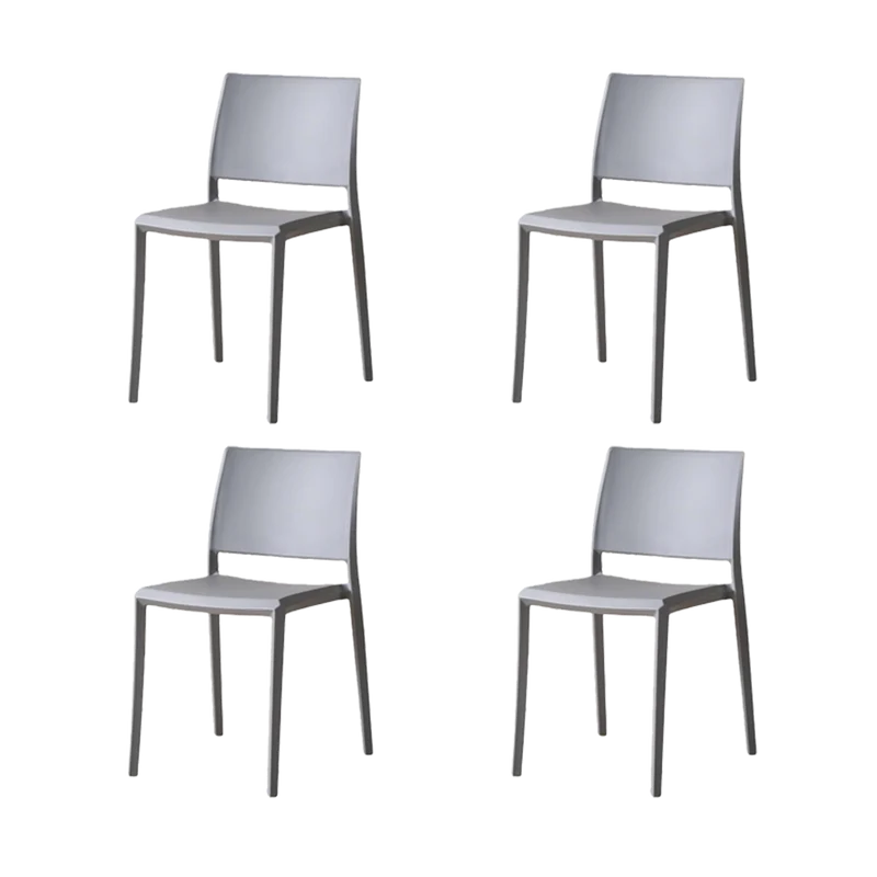 Set de 4 Sillas Toledo, Color Gris, con Espaldar Liso y Cuadrado, Diseño Moderno