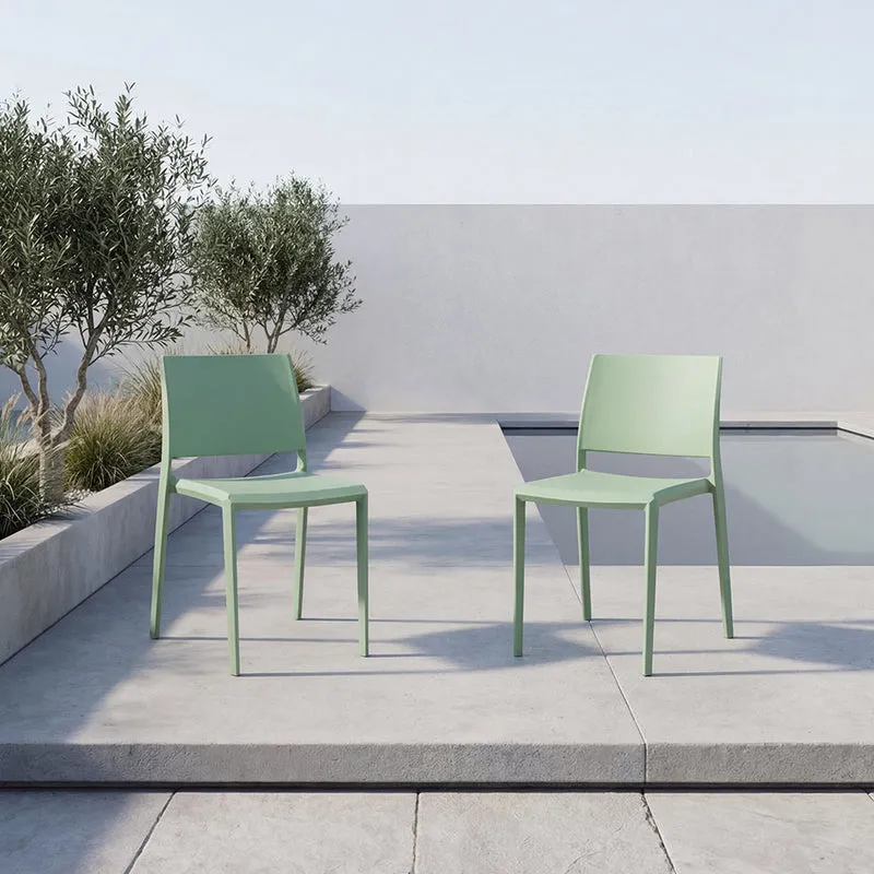 Set de 2 Sillas Toledo, Color Verde, con Espaldar Liso y Cuadrado, Diseño Moderno