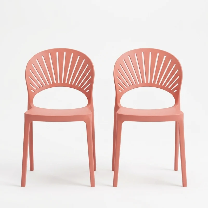Set de 2 Sillas Paraíso, Color Salmón, con Espaldar y Diseño Moderno