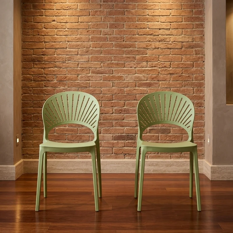 Set de 2 Sillas Paraíso, Color Verde, con Espaldar y Diseño Moderno