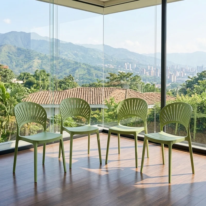 Set de 4 Sillas Paraíso, Color Verde, con Espaldar y Diseño Moderno