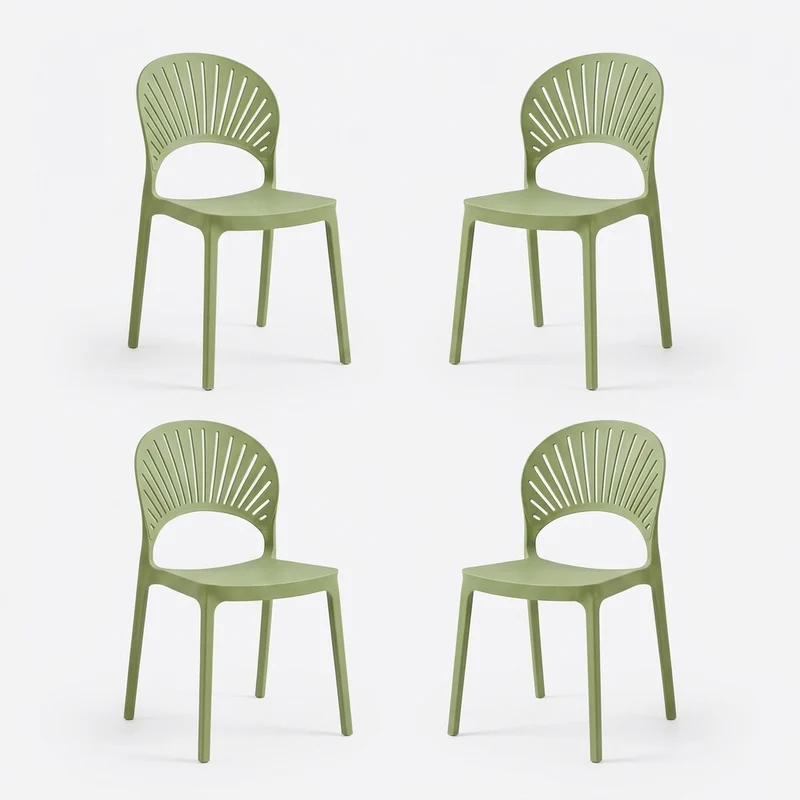 Set de 4 Sillas Paraíso, Color Verde, con Espaldar y Diseño Moderno