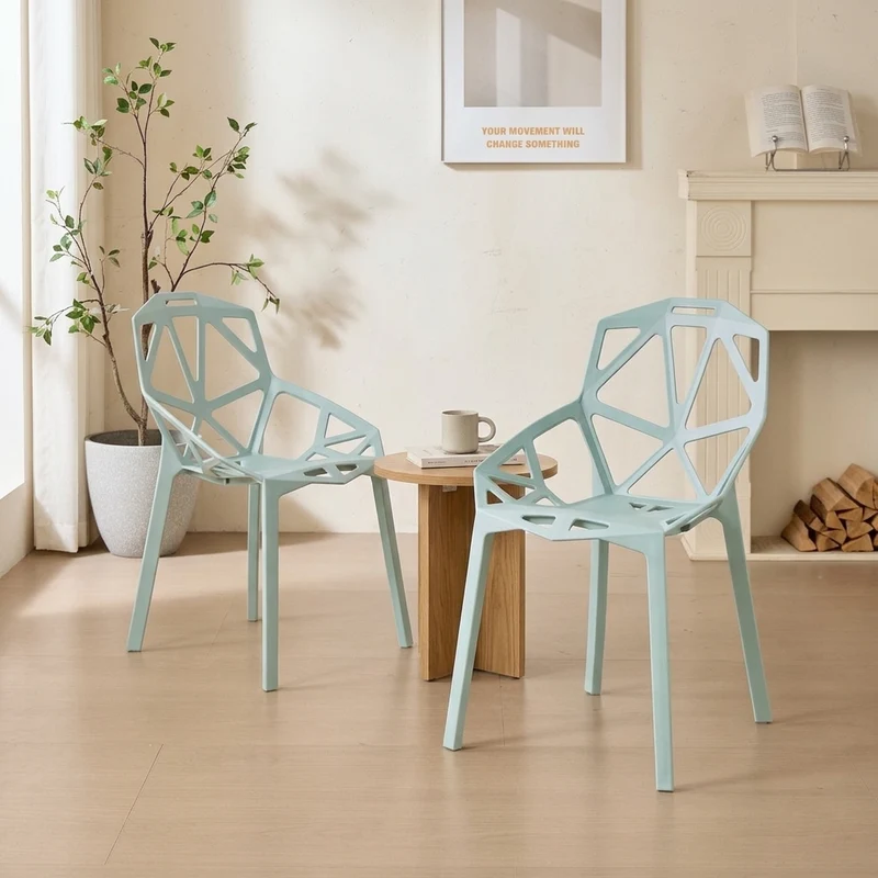 Set de 2 Sillas Roxy, Color Azul Claro, con Espaldar y Diseño Moderno