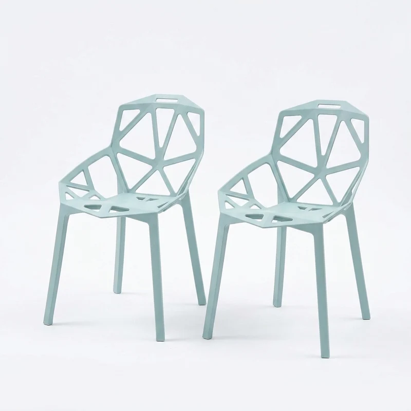 Set de 2 Sillas Roxy, Color Azul Claro, con Espaldar y Diseño Moderno