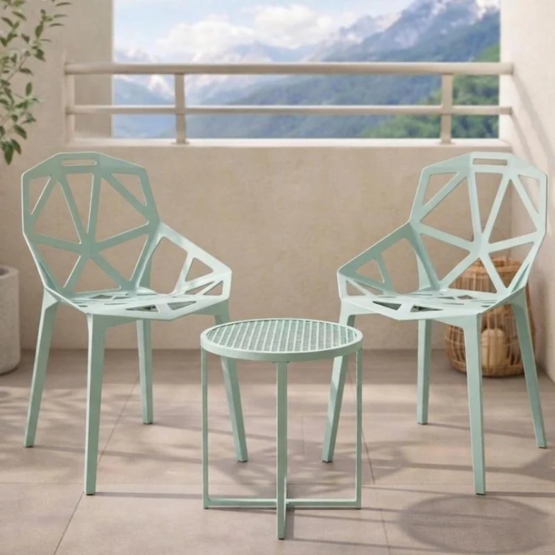 Set de 2 Sillas Roxy, Color Azul Claro, con Espaldar y Diseño Moderno