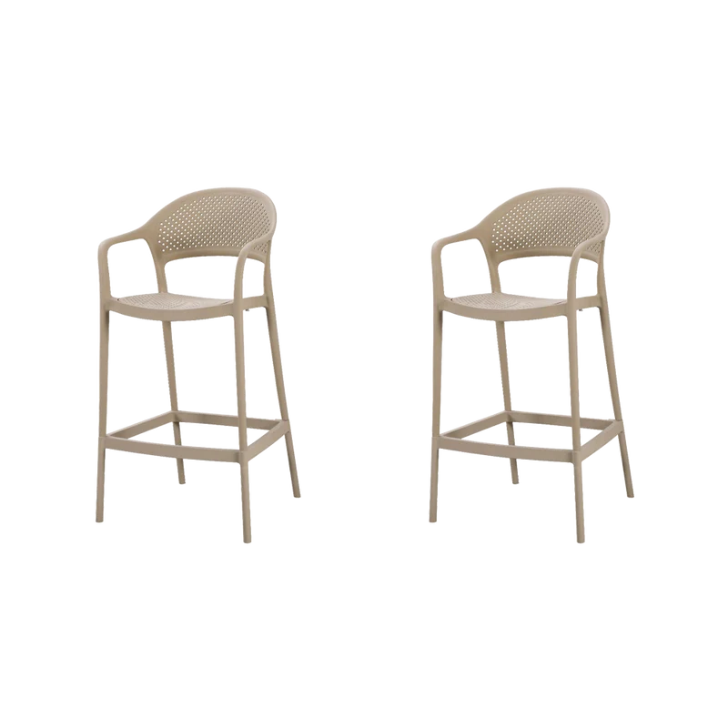 Set de 2 Sillas para Bar Curitiva, Taupe, con Reposa Pies Doble Proposito