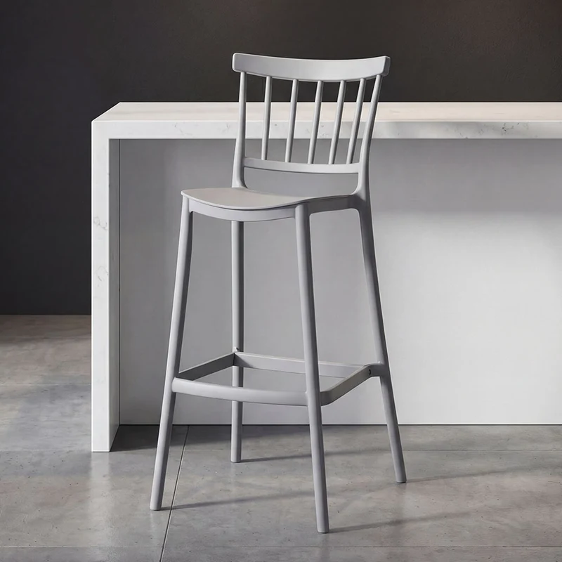 Set de 2 Sillas para Bar Oxford, Gris, con Espaldar en Barras y Diseño Minimalista
