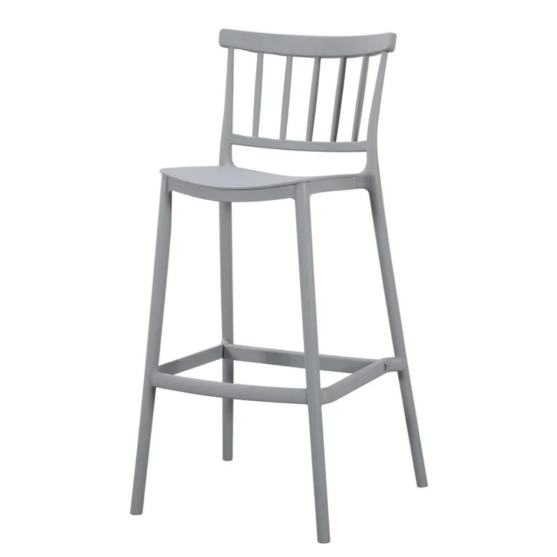 Set de 2 Sillas para Bar Oxford, Gris, con Espaldar en Barras y Diseño Minimalista