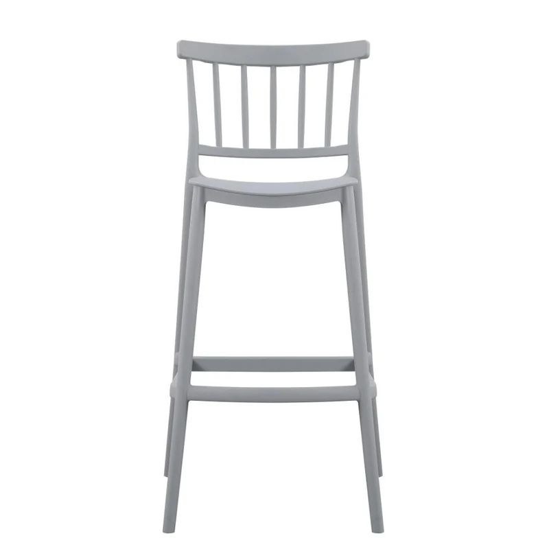 Set de 2 Sillas para Bar Oxford, Gris, con Espaldar en Barras y Diseño Minimalista