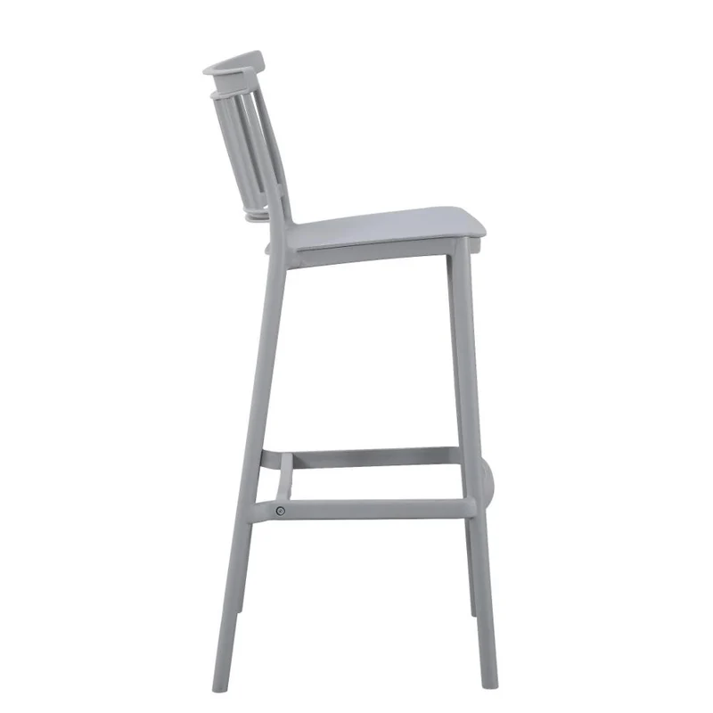 Set de 2 Sillas para Bar Oxford, Gris, con Espaldar en Barras y Diseño Minimalista