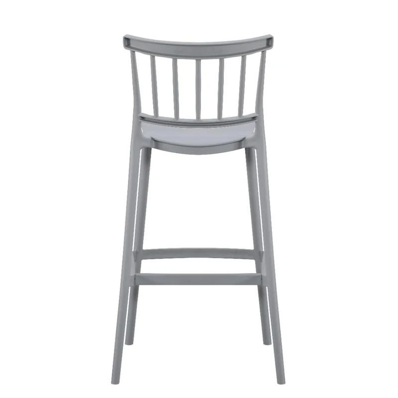 Set de 2 Sillas para Bar Oxford, Gris, con Espaldar en Barras y Diseño Minimalista