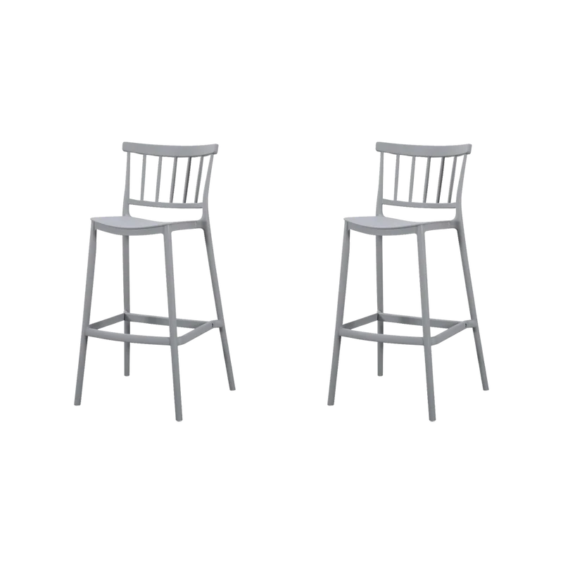 Set de 2 Sillas para Bar Oxford, Gris, con Espaldar en Barras y Diseño Minimalista