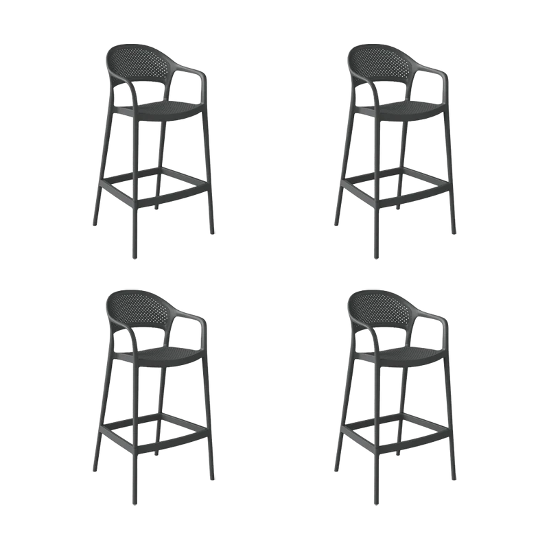 Set de 4 Sillas para Bar Curitiva, Negro, con Reposa Pies Doble Proposito