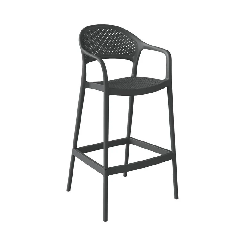 Set de 4 Sillas para Bar Curitiva, Negro, con Reposa Pies Doble Proposito