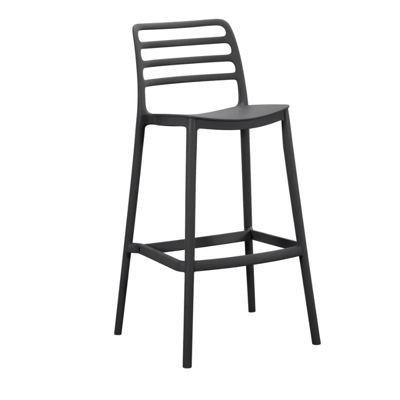 Set de 4 Sillas para Bar Palawan, Negro, con Espaldar Abierto y Diseño Minimalista