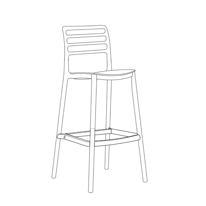 Set de 4 Sillas para Bar Palawan, Negro, con Espaldar Abierto y Diseño Minimalista