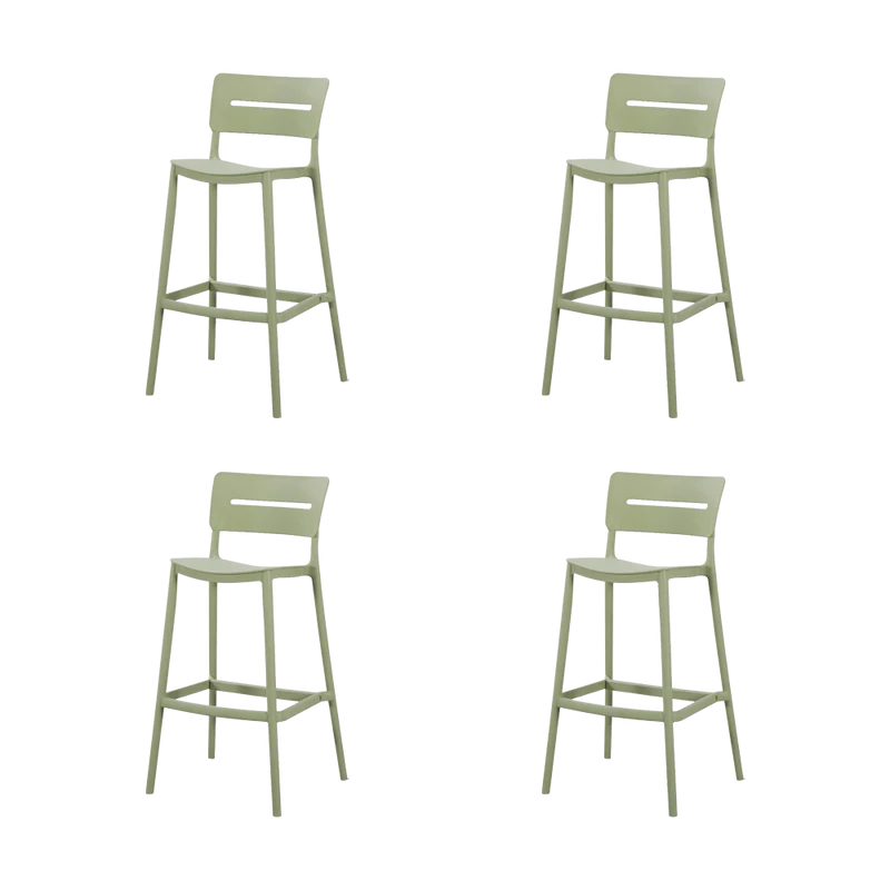Set de 4 Sillas para Bar Manila, Verde, con Espaldar Rectangular y Diseño Moderno