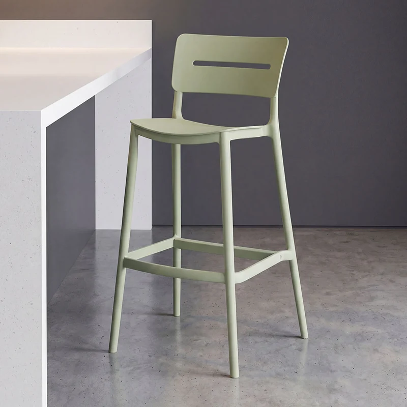 Set de 2 Sillas para Bar Manila, Verde, con Espaldar Rectangular y Diseño Moderno