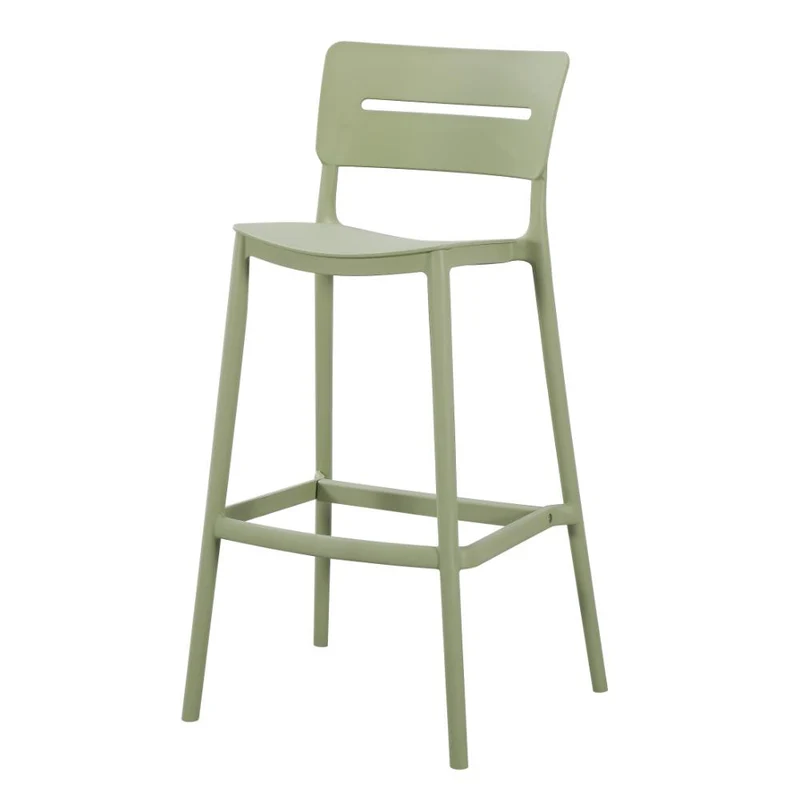 Set de 2 Sillas para Bar Manila, Verde, con Espaldar Rectangular y Diseño Moderno