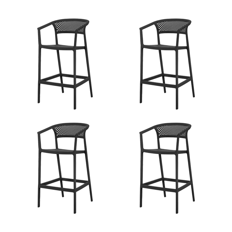 Set de 4 Sillas para Bar Salvador, Negro, con Reposa Pies Doble Proposito