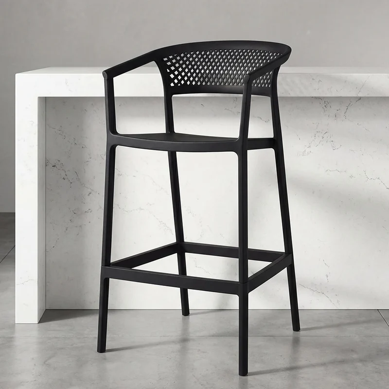 Set de 2 Sillas para Bar Salvador, Negro, con Reposa Pies Doble Proposito