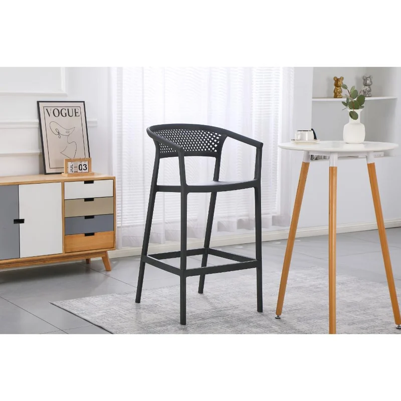 Set de 2 Sillas para Bar Salvador, Negro, con Reposa Pies Doble Proposito