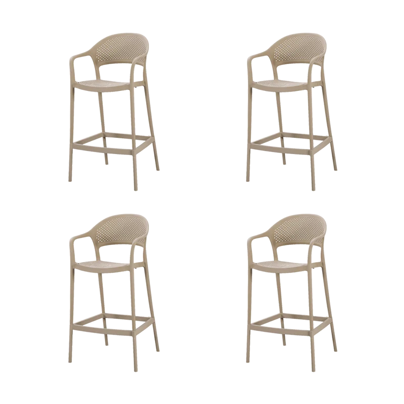 Set de 4 Sillas para Bar Curitiva, Taupe, con Reposa Pies Doble Proposito