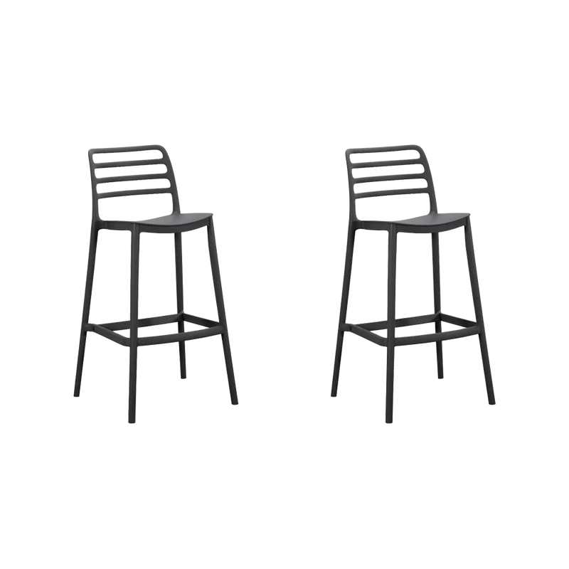 Set de 2 Sillas para Bar Palawan, Negro, con Espaldar Abierto y Diseño Minimalista