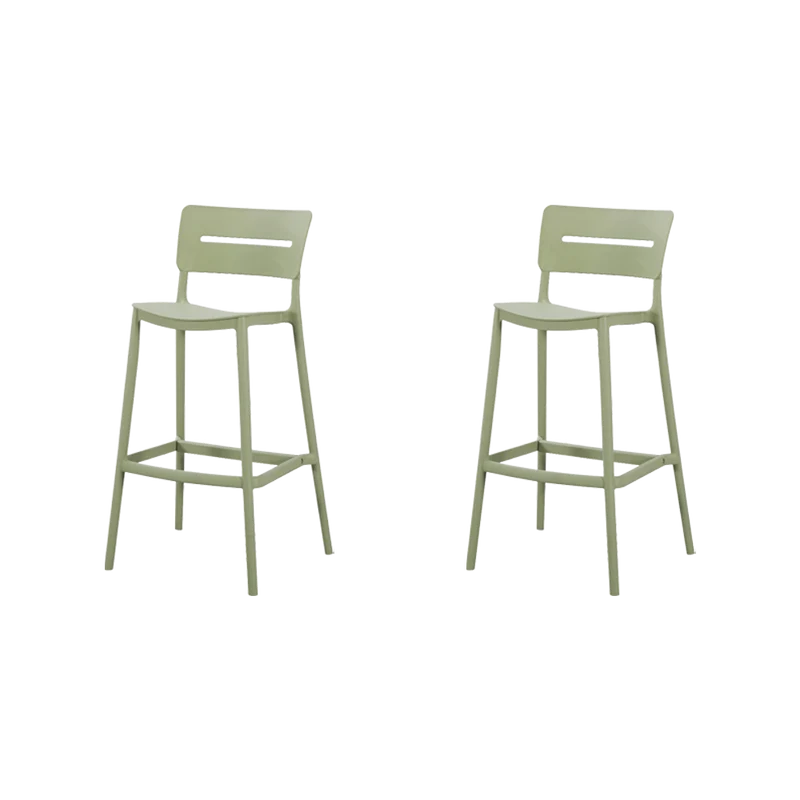 Set de 2 Sillas para Bar Manila, Verde, con Espaldar Rectangular y Diseño Moderno