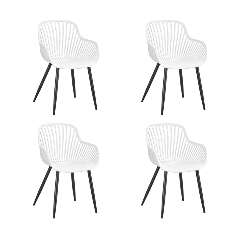 Set de 4 Sillas Victoria, Blanco, con Espaldar Minimalista y Diseño Moderno