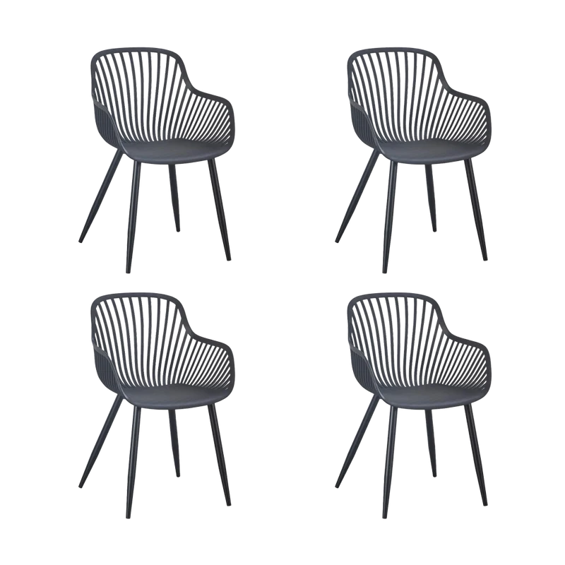 Set de 4 Sillas Victoria, Negro, con Espaldar Minimalista y Diseño Moderno