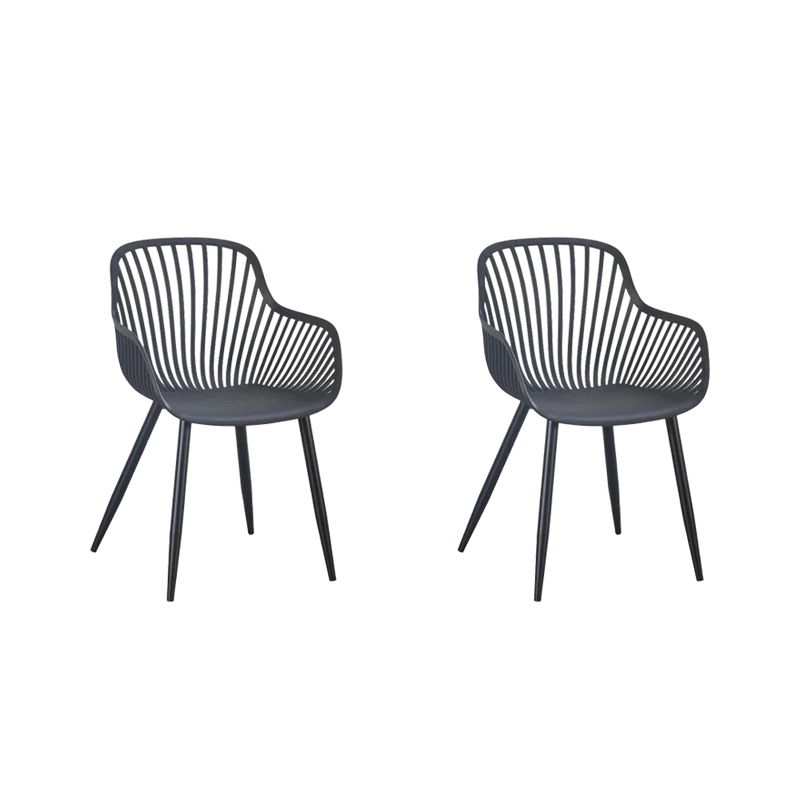 Set de 2 Sillas Victoria, Negro, con Espaldar Minimalista y Diseño Moderno
