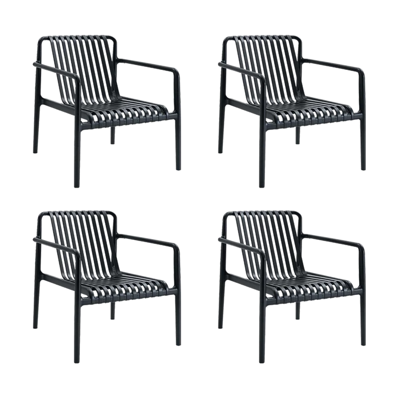 Set de 4 Sillas Lounge Parma, Negro, con Espaldar y Diseño Moderno