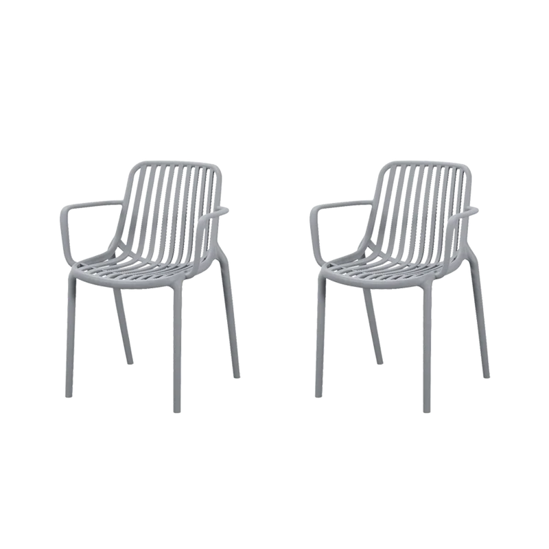 Set de 2 Sillas Parma, Gris, con Espaldar en Rayas y Diseño Minimalista