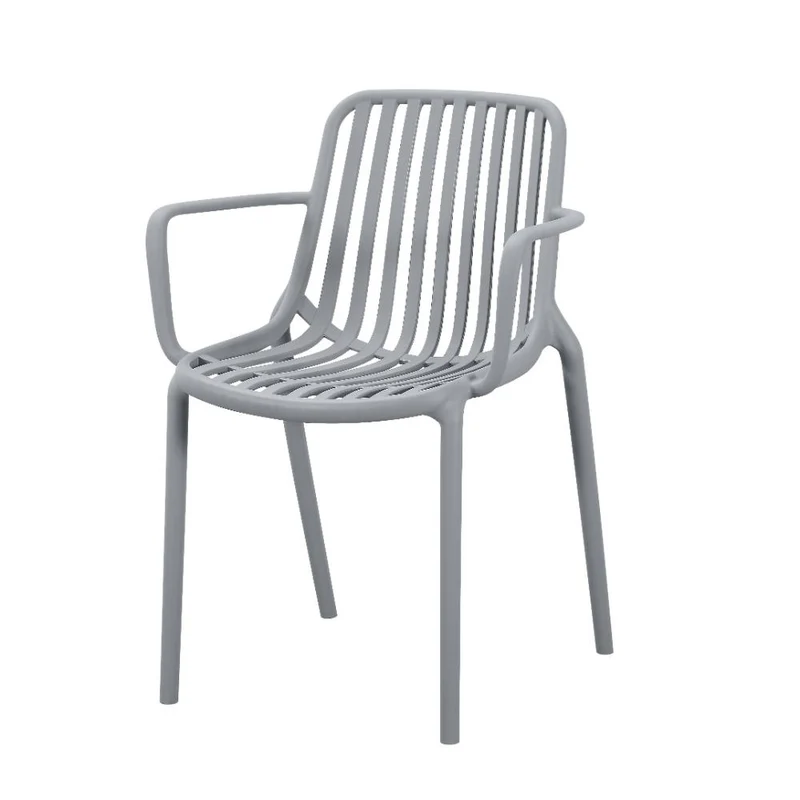 Set de 2 Sillas Parma, Gris, con Espaldar en Rayas y Diseño Minimalista