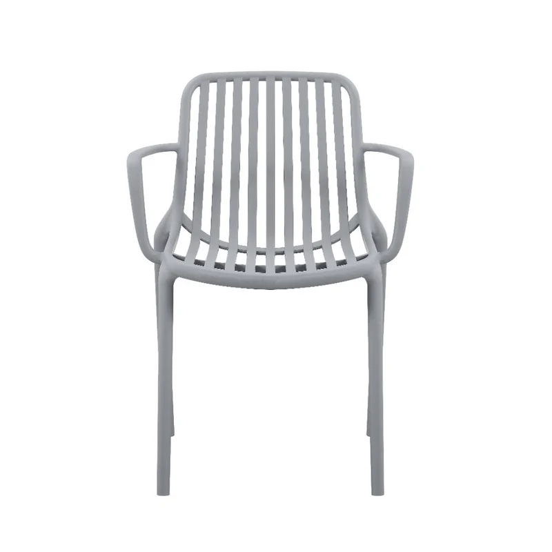 Set de 2 Sillas Parma, Gris, con Espaldar en Rayas y Diseño Minimalista