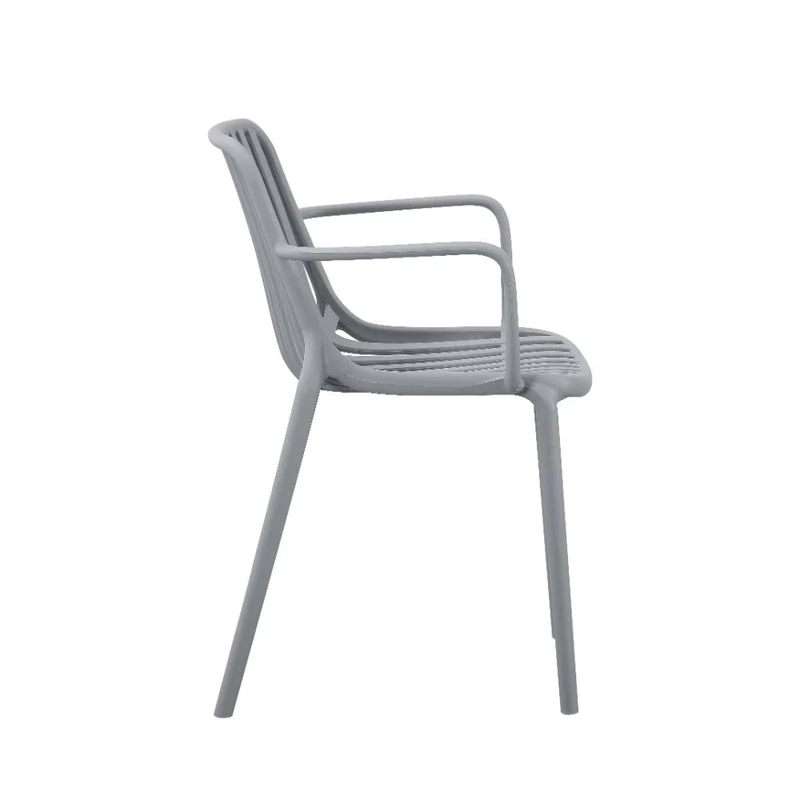 Set de 2 Sillas Parma, Gris, con Espaldar en Rayas y Diseño Minimalista