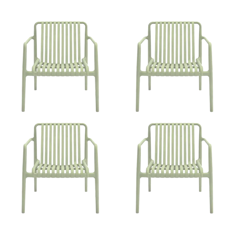Set de 4 Sillas Lounge Parma, Verde, con Espaldar y Diseño Moderno